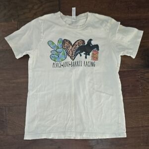 Peace Love Barrel Racing Kids Shirt